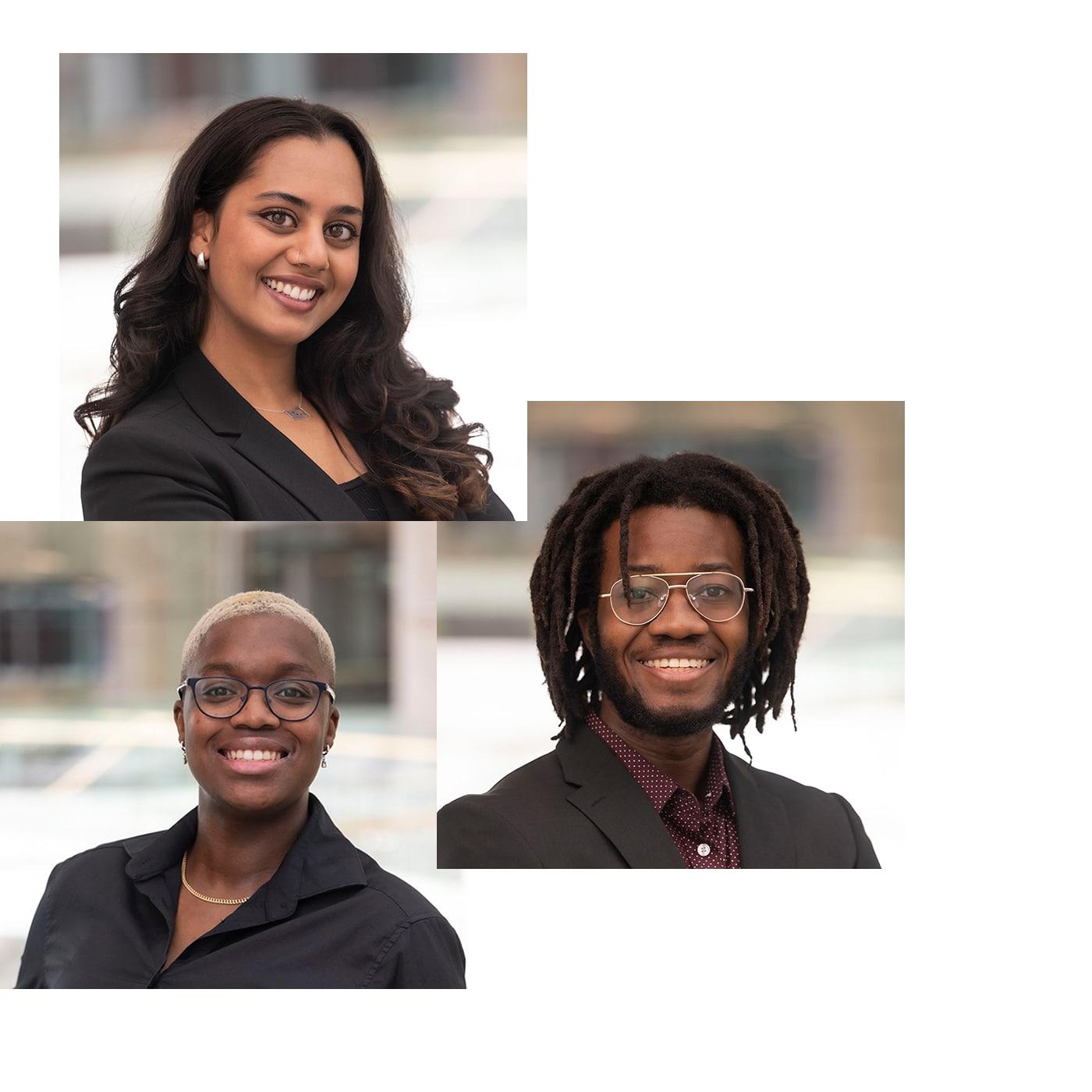 A collage of three headshots